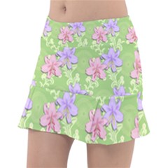 Lily Flowers Green Plant Tennis Skirt