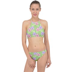 Lily Flowers Green Plant Racer Front Bikini Set by Alisyart