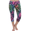 Leaves Tropical Jungle Pattern Capri Yoga Leggings View1