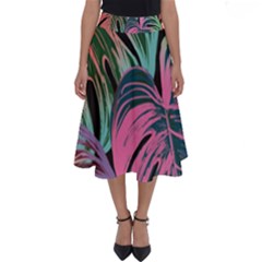 Leaves Tropical Jungle Pattern Perfect Length Midi Skirt