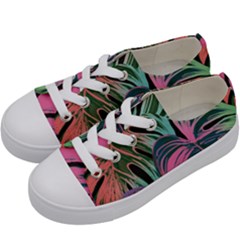 Leaves Tropical Jungle Pattern Kids  Low Top Canvas Sneakers