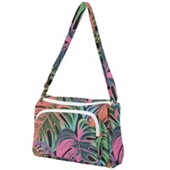 Leaves Tropical Jungle Pattern Front Pocket Crossbody Bag