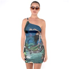 Wonderful Mermaid In The Deep Ocean One Soulder Bodycon Dress by FantasyWorld7