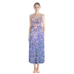 Pastel Rainbow Shimmer - Eco- Glitter Button Up Chiffon Maxi Dress