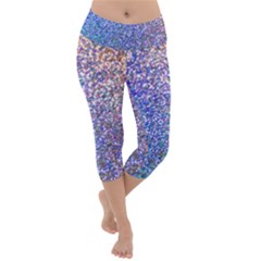 Pastel Rainbow Shimmer - Eco- Glitter Lightweight Velour Capri Yoga Leggings