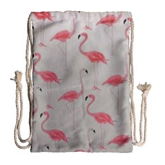 Pink Flamingos Drawstring Bag (large) by WensdaiAmbrose