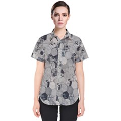 Grayscale Tiles Women s Short Sleeve Shirt