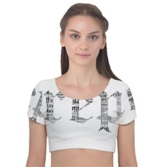 Taylor Swift Velvet Short Sleeve Crop Top 