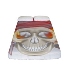 Fire Red Skull Fitted Sheet (full/ Double Size) by Mariart