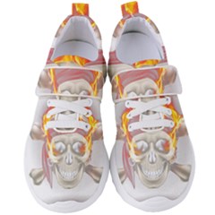 Fire Red Skull Women s Velcro Strap Shoes