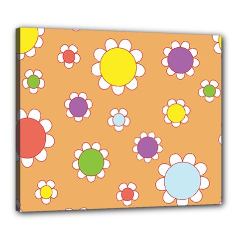 Floral Flowers Retro Canvas 24  X 20  (stretched) by Mariart