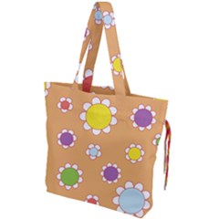 Floral Flowers Retro Drawstring Tote Bag by Mariart