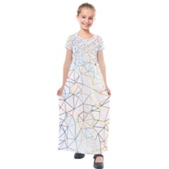 Geometric Pattern Abstract Shape Kids  Short Sleeve Maxi Dress