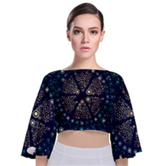 Design Background Modern Tie Back Butterfly Sleeve Chiffon Top