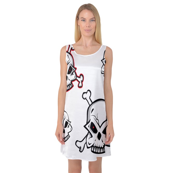 Illustration Vector Skull Sleeveless Satin Nightdress