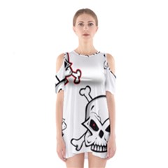 Illustration Vector Skull Shoulder Cutout One Piece Dress by Mariart