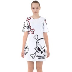 Illustration Vector Skull Sixties Short Sleeve Mini Dress