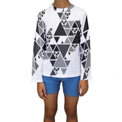 Gray Triangle Puzzle Kids  Long Sleeve Swimwear