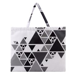 Gray Triangle Puzzle Zipper Large Tote Bag by Mariart