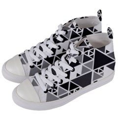 Gray Triangle Puzzle Women s Mid-top Canvas Sneakers