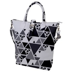 Gray Triangle Puzzle Buckle Top Tote Bag