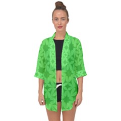 Green Magenta Wallpaper Seamless Pattern Open Front Chiffon Kimono by Mariart
