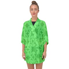 Green Magenta Wallpaper Seamless Pattern Half Sleeve Chiffon Kimono