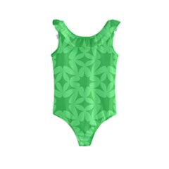 Green Magenta Wallpaper Seamless Pattern Kids  Frill Swimsuit by Mariart