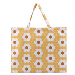 Hexagon Honeycomb Zipper Large Tote Bag by Mariart