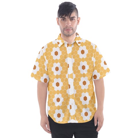 Hexagon Honeycomb Men s Short Sleeve Shirt by Mariart