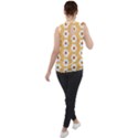 Hexagon Honeycomb Mock Neck Chiffon Sleeveless Top View2