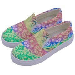 Hippie Fabric Background Tie Dye Kids  Canvas Slip Ons by Mariart