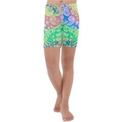Hippie Fabric Background Tie Dye Kids  Lightweight Velour Capri Yoga Leggings