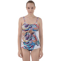 Goat Sheep Ethnic Twist Front Tankini Set