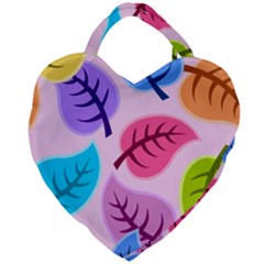 Leaves Background Beautiful Giant Heart Shaped Tote