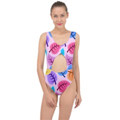 Leaves Background Beautiful Center Cut Out Swimsuit by Mariart