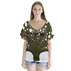 Leaf Tree V-neck Flutter Sleeve Top by Mariart