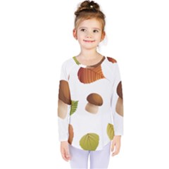 Leaves Mushrooms Kids  Long Sleeve Tee