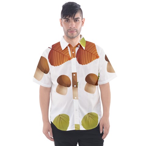 Leaves Mushrooms Men s Short Sleeve Shirt by Mariart