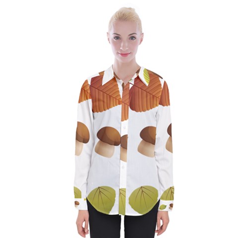 Leaves Mushrooms Womens Long Sleeve Shirt by Mariart