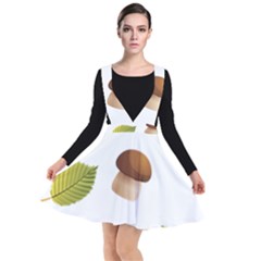 Leaves Mushrooms Plunge Pinafore Dress