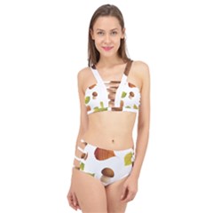 Leaves Mushrooms Cage Up Bikini Set