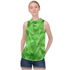 Mosaic Tile Geometrical Abstract High Neck Satin Top