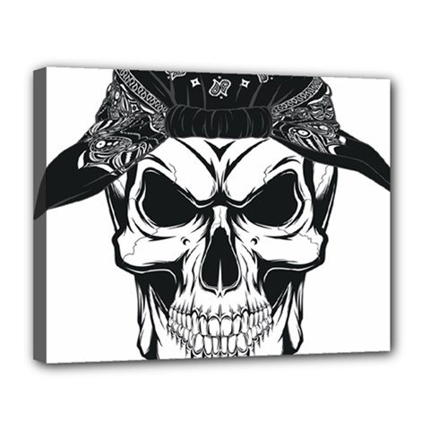 Kerchief Human Skull Canvas 14  X 11  (stretched) by Mariart