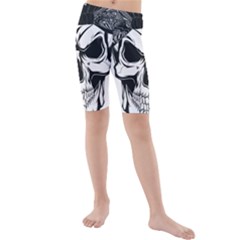 Kerchief Human Skull Kids  Mid Length Swim Shorts by Mariart