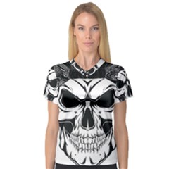 Kerchief Human Skull V-neck Sport Mesh Tee