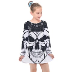 Kerchief Human Skull Kids  Long Sleeve Dress