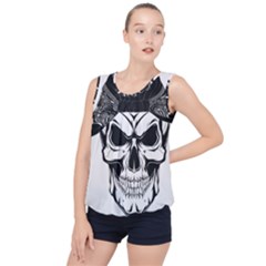 Kerchief Human Skull Bubble Hem Chiffon Tank Top