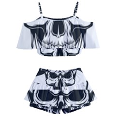Kerchief Human Skull Kids  Off Shoulder Skirt Bikini