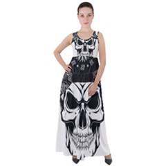 Kerchief Human Skull Empire Waist Velour Maxi Dress by Mariart